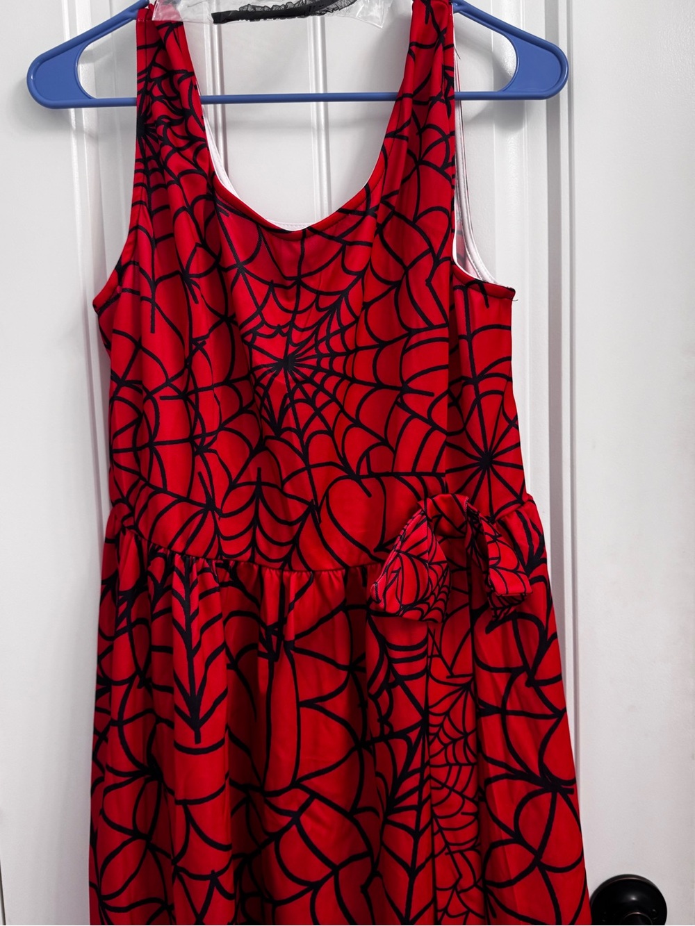 Halloween Red Spiderweb Print Sleeveless Maxi Dress - Picture 4 of 5